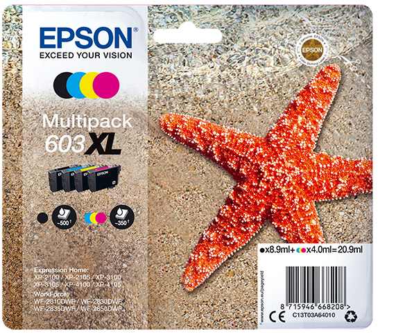 EPSON - tinta MultiPack XL Estrella de mar 4 tintas 603XL RF / AM Multi (Ref.C13T03A64020)