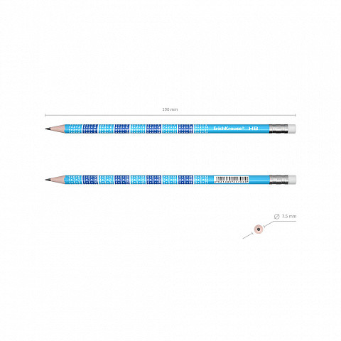 ERICH KRAUSE - LÁPIZ DE GRAFITO DE SECCIÓN REDONDA CON GOMA DE BORRAR 2X2 HB (Ref.45619)