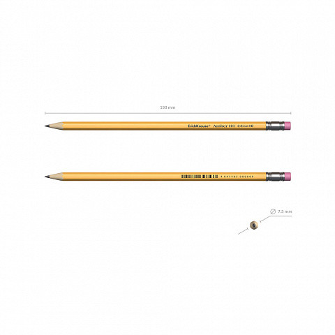 ERICH KRAUSE - LÁPIZ DE GRAFITO HEXAGONAL CON GOMA DE BORRAR AMBER 101 HB (Ref.45601)