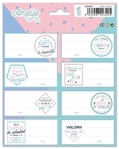 ERIK - ETIQUETA ESCOLAR 15,8x20 AMELIE PASTEL COLLECTION (Ref.ELE0257)