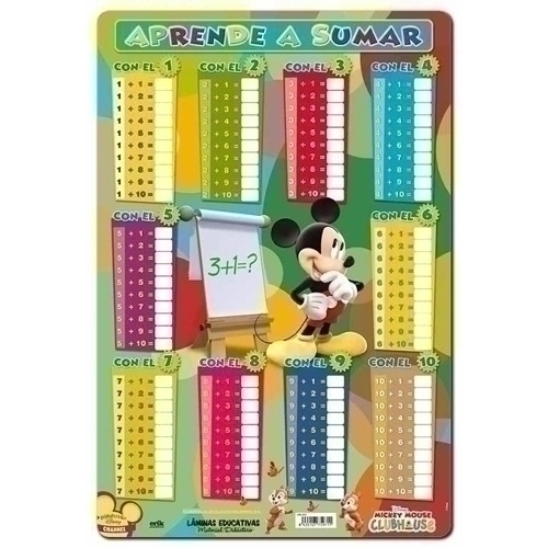 ERIK - LAMINA ESCOLAR PVC 40x59,5 DIDACTICA APRENDE A SUMAR MICKEY (Ref.LPE250)