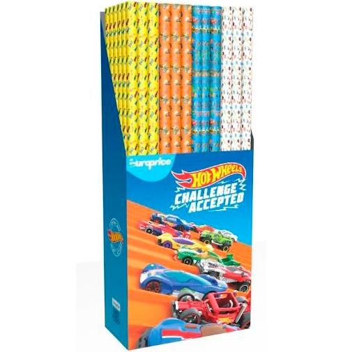 EUROPRICE - ROLLO DE PAPEL DE REGALO HOT WHEELS 2021 0.70X2M (Ref.PLLI-HW9572)