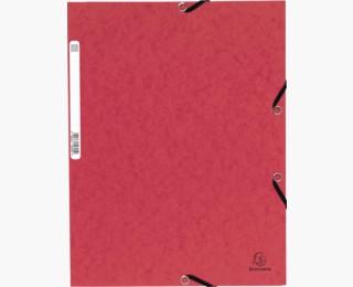 EXACOMPTA - CARPETA CARTÓN LUSTRADO 355 GR TRES SOLAPAS GOMAS A4 ROJO -10U- (Ref.55305E)