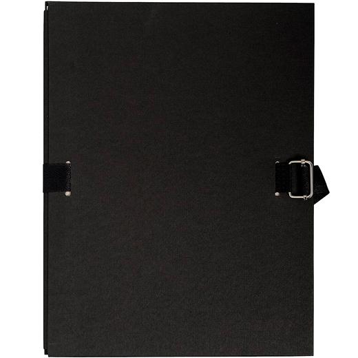EXACOMPTA - CARPETA CON LOMO EXTENSIBLE 34X32CM CIERRE CON CORREA CARTÓN FORRADO NEGRO (Ref.721E)