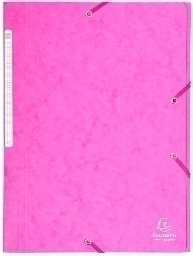 EXACOMPTA - CARPETA de GOMAS y SOLAPAS MAXI CARTON A4 con ETIQUETA FUCSIA (Ref.17108H)