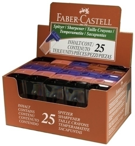 FABER CASTELL - Sacapuntas/Afilalapices FABER CON DEPOSITO EXPOSITOR DE 25 (Ref.581526)