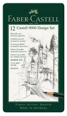 FABER CASTELL - FABER - CASTELL 9000 JUEGO DE DISEÑO 12 LÁPICES DIBUJO 5B-5H ESTUCHE METÁLICO (Ref.119064)