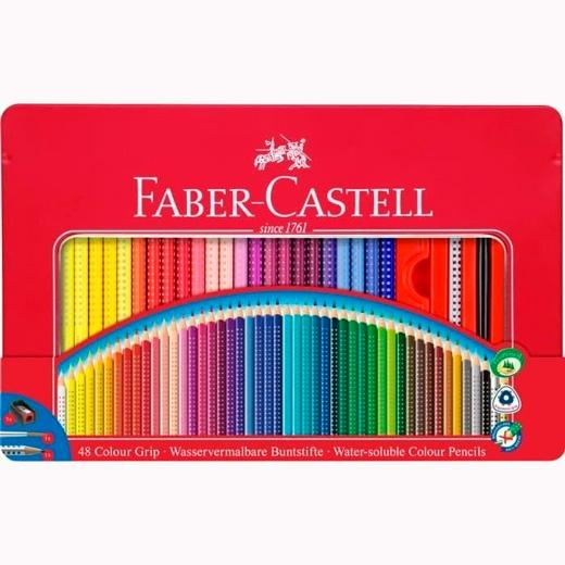 FABER CASTELL - ESTUCHE DE METAL 48 LÁPICES COLOUR GRIP + ACCESORIOS C/SURTIDOS (Ref.112448)