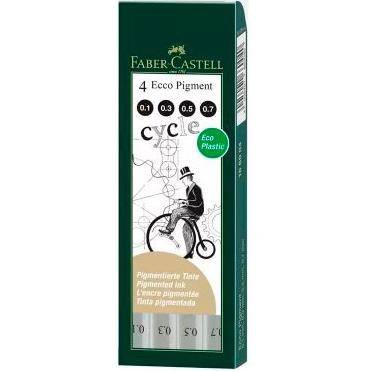 FABER CASTELL - ROTULADORES CALIBRADOS ECCO PIGMENT 0,1-0,3-0,5-0,7 MM NEGRO -ESTUCHE 4U- (Ref.166004)