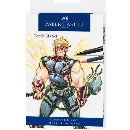 FABER CASTELL - JUEGO DE ROTULADORES PITT ARTIST PARA ILUSTRACIÓN DE CÓMICS 3D -ESTUCHE 11U- (Ref.267191)