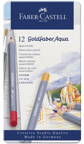 FABER CASTELL - LAPIZ ACUARELABLES GOLDFABER AQUA 1146 estuche de METAL de 12 (Ref.114612)