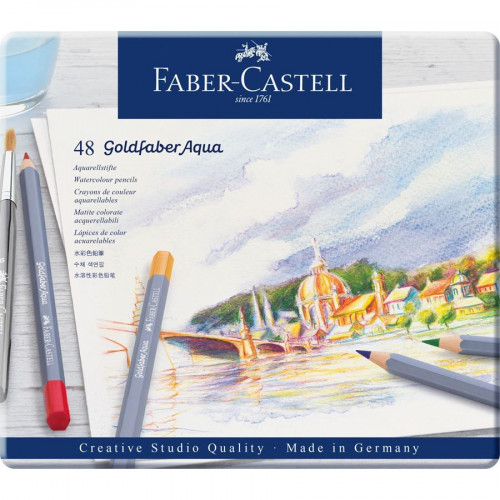 FABER CASTELL - LAPIZ ACUARELABLES GOLDFABER AQUA 1146 estuche de METAL de 48 (Ref.114648)