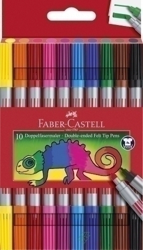 FABER CASTELL - ROTULADOR FIBRA DOBLE PUNTA CAJA de 10 (Ref.151110)