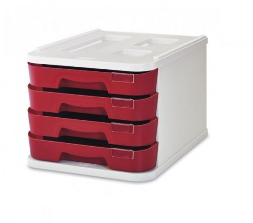 FAIBO - MODULO DE 4 CAJONES POLIESTIRENO ROJO (Ref.1000M-03)