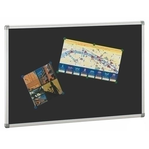 FAIBO - TABLERO CORCHO SOLIDO TAPIZADO MARCO ALUMINIO 90x120 cm NEGRO (Ref.601T-3N)