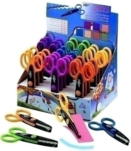 FAIBO - TIJERAS DENTADA 13 cm SURTIDO EXPOSITOR DE 24 (Ref.764E)