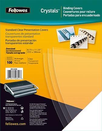 FELLOWES - PACK DE 25 PORTADAS PVC TRANSPARENTE CRISTAL A4 180 MICRAS (Ref.5380001)