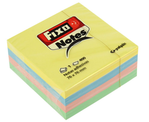 FIXO - CUBO 400 NOTAS ADHESIVAS 76X76MM PASTEL (Ref.65005493)