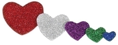 FIXO - GOMA EVA ADHESIVA con PURPURINA CORAZONES PACK 59 FIGURAS (Ref.5015/68002500)