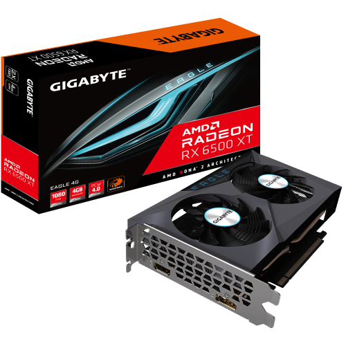 GIGABYTE - Radeon RX 6500 XT EAGLE 4G AMD 4 GB GDDR6 (Ref.GV-R65XTEAGLE-4GD G10)