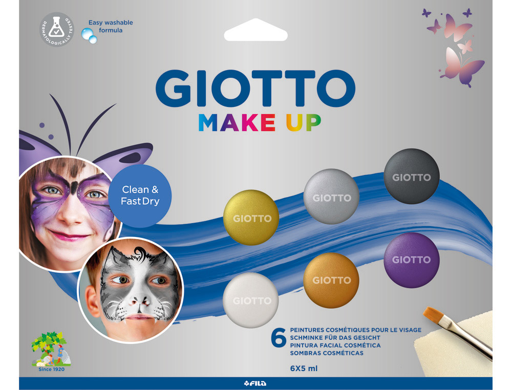 GIOTTO - MAQUILLAJE MAKE UP PINTURA FACIAL COSMETICA 5 ml. METALLIC CAJA de 6 (Ref.F476500)