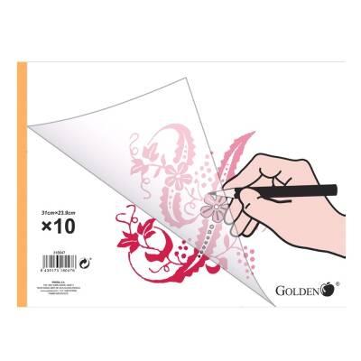 GOLDEN - BLOC PAPEL VEGETAL ENCOLADO 10 HOJAS 70 GR. 31X24CM (Ref.318047)