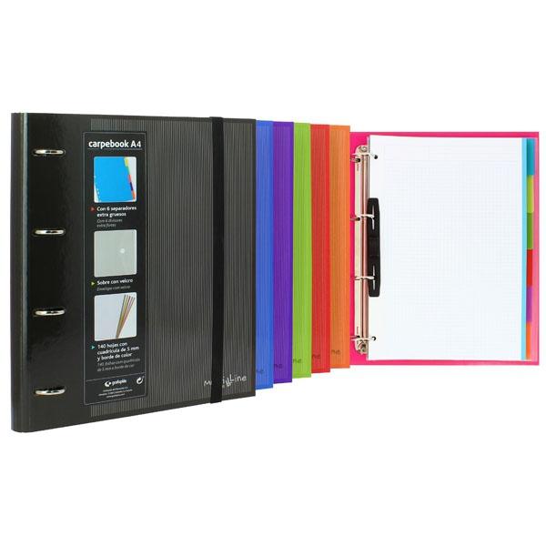 GRAFOPLÁS - CARPEBOOK FORRADO 4 SEPARADORES A4 MULTILINE CON RECAMBIO NARANJA (Ref.88102052)