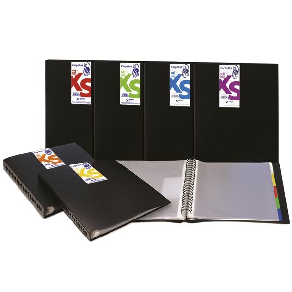 GRAFOPLÁS - CARPETA IN &amp; OUT XS CON 5 SEPARADORES Y 100 FUNDAS A4 DE PP EXTRAÍBLES E INTERCAMBIABLES NEGRO (Ref.39459010)