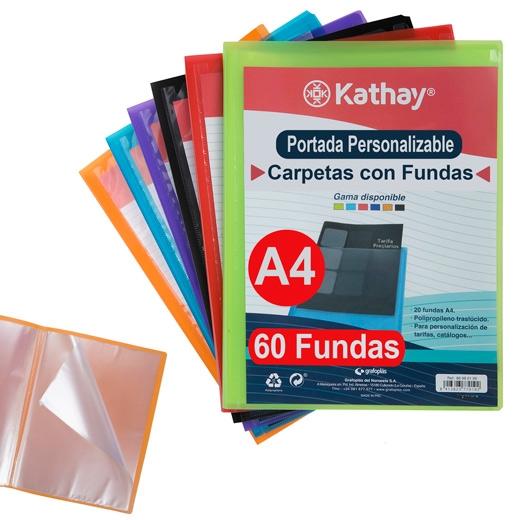 GRAFOPLÁS - CARPETA KATHAY PERSONALIZABLE DE PP TRANSLÚCIDO C/60 FUNDAS SOLDADAS A4 C/SURTIDOS (Ref.86980499)