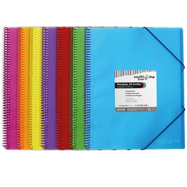 GRAFOPLÁS - CARPETA MAXIPLÁS PP MULTILINE A4 EN ESPIRAL CON GOMAS NARANJA - CONTIENE 50 FUNDAS PP EXTRA - (Ref.39835352)