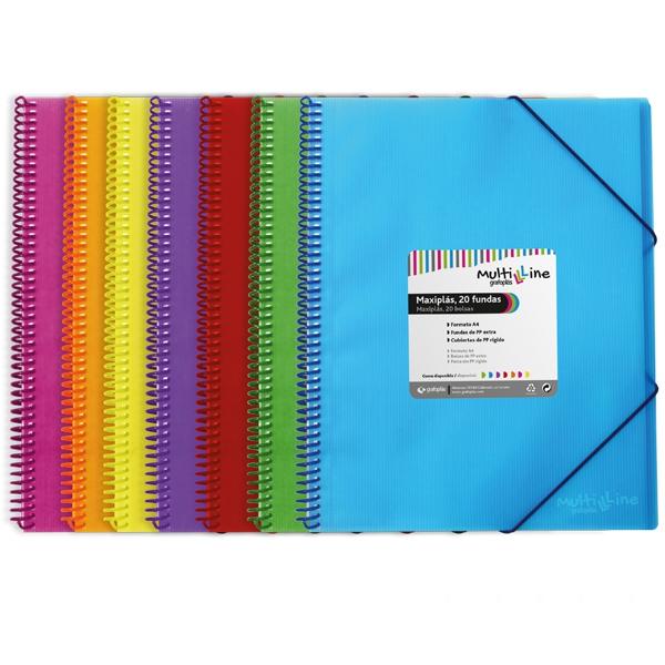 GRAFOPLÁS - CARPETA MAXIPLÁS PP MULTILINE A4 EN ESPIRAL CON GOMAS VERDE - CONTIENE 50 FUNDAS PP EXTRA - (Ref.39835320)