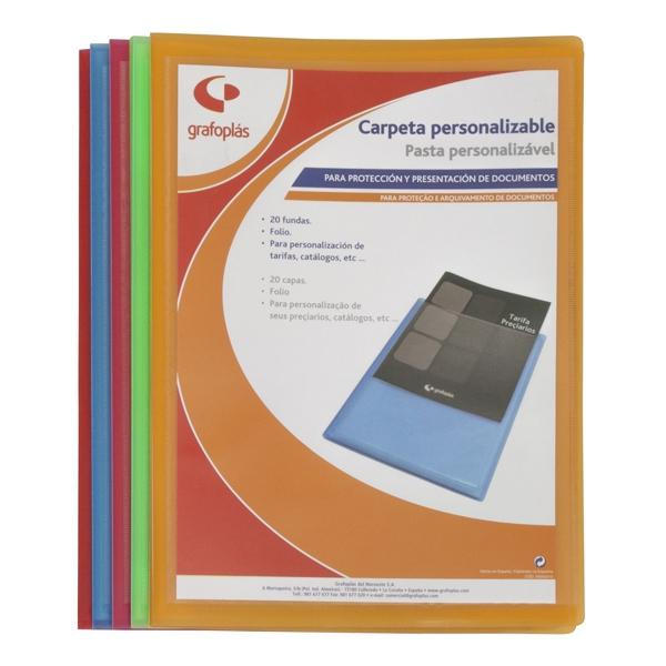 GRAFOPLÁS - CARPETA POLIPLÁS PERSONALIZABLE DE POLIPROPILENO TRANSLÚCIDO CON 10 FUNDAS SOLDADAS FOLIO FUCSIA (Ref.1431554)