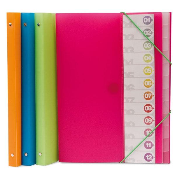 GRAFOPLÁS - CLASIFICADOR 12 SEPARADORES POLIPROPILENO TRANSLÚCIDO FOLIO VERDE (Ref.30111921)