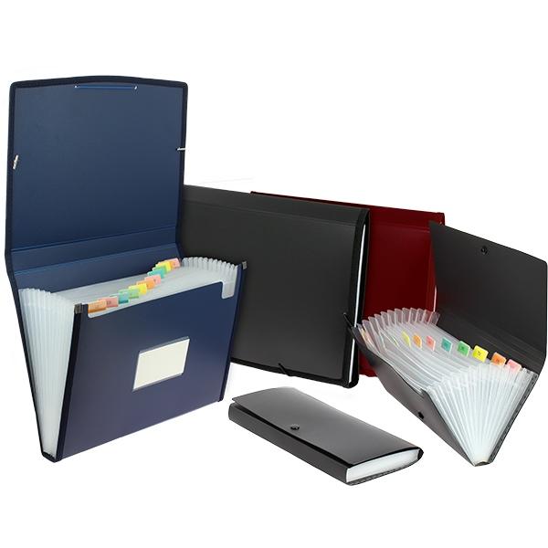 GRAFOPLÁS - CLASIFICADOR FUELLE OPACO POLIPROPILENO 13 SEPARADORES CON RIBETE FOLIO NEGRO (Ref.2960410)