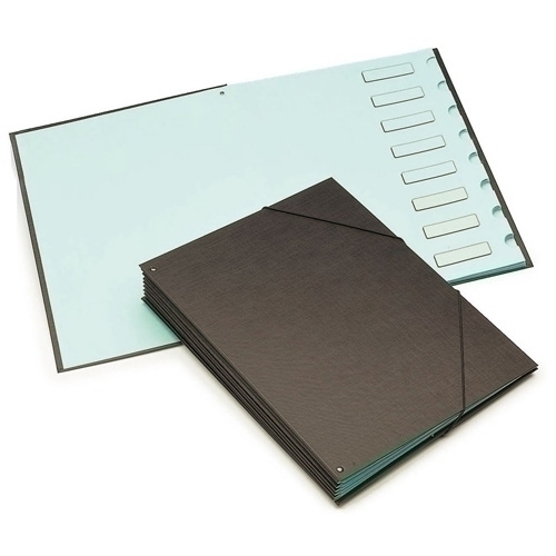 GRAFOPLÁS - CLASIFICADOR lomo FUELLE CARTON FORR.Fº 8 SEPARAD.GOMAS NEGRO (Ref.82170010)