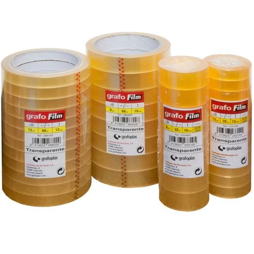 GRAFOPLÁS - FILM CINTA ADHESIVA TRANSPARENTE CARAMEL ROLLO 19MMX33M PACK 8U (Ref.19330800)
