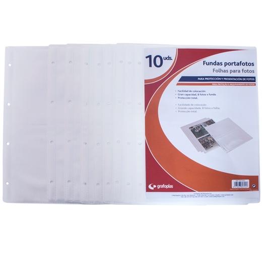 GRAFOPLÁS - FUNDAS 4 TALADROS PP EXTRA 320X320MM PARA ÁLBUM FOTOGRAFÍAS TRANSPARENTE -BOLSA 10U- (Ref.6470500)