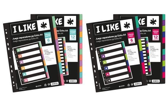 GRAFOPLÁS - SEPARADORES LIKE MULTITALADRO 11 PP OPACO 12 POSICIONES A4 SURTIDOS PASTEL (Ref.41261700)