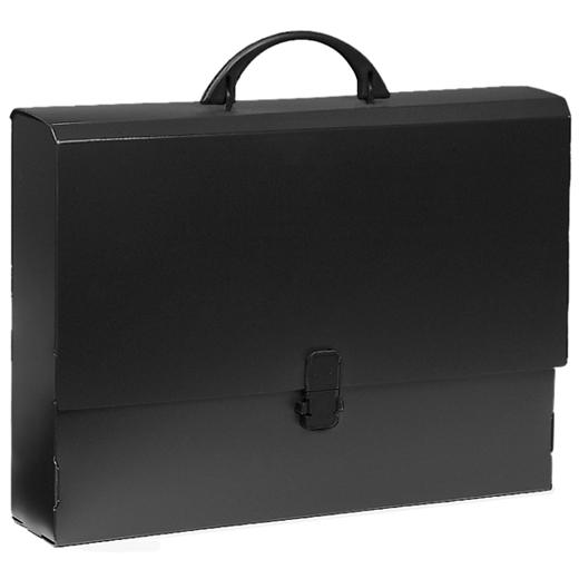 GRAFOPLÁS - MALETÍN PORTADOCUMENTOS C/ASA ABATIBLE Y CIERRE CON BROCHE 370X270X70MM PP OPACO NEGRO (Ref.37180010)