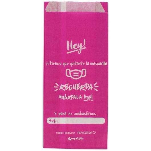 GRAFOPLÁS - SOBRE HIGIÉNICO PARA GUARDAR LA MASCARILLA C/FUELLE PAPEL ROSA PACK -10U- (Ref.85002453)