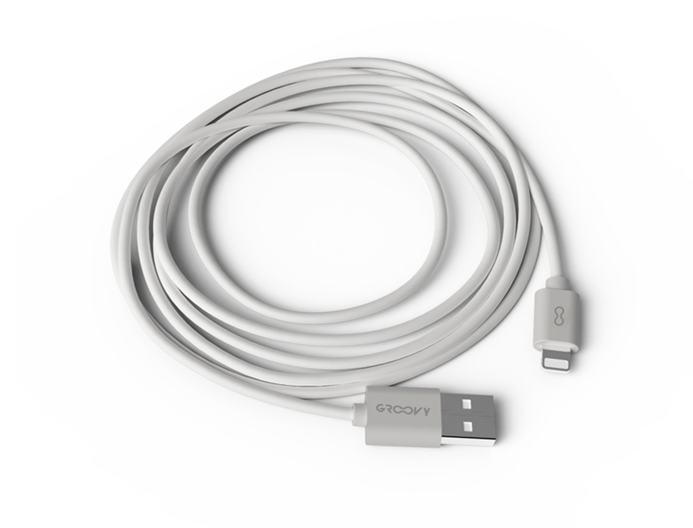 GROOVY - CABLE USB 2.0 A APPLE LIGHTNING LONGITUD DE CABLE 2 METROS COLOR BLANCO (Ref.GR-CBL-AP2M2.0A-C01)