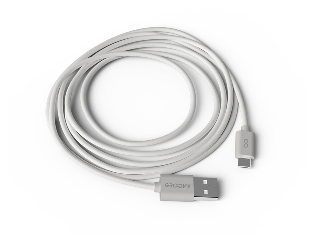GROOVY - CABLE USB-A A MICRO USB LONGITUD 2 MT COLOR BLANCO (Ref.GR-CBL-MC2M2.0A-C01)