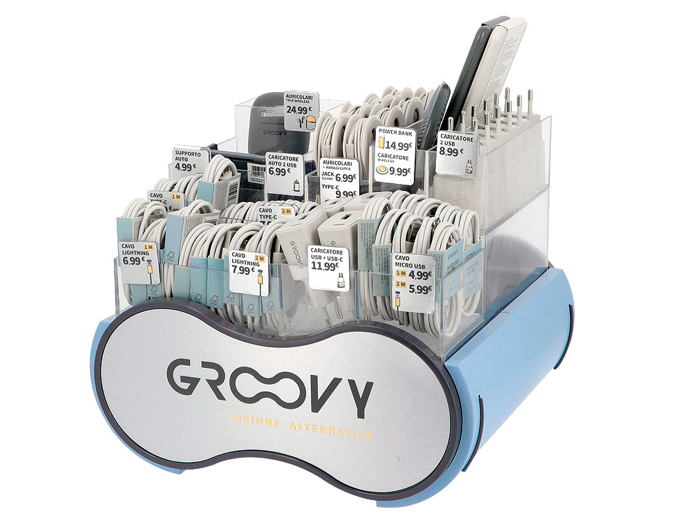 GROOVY - EXPOSITOR SOBREMESA 62 PIEZAS SURTIDAS (Ref.DISP-GR-RET-62-ES)