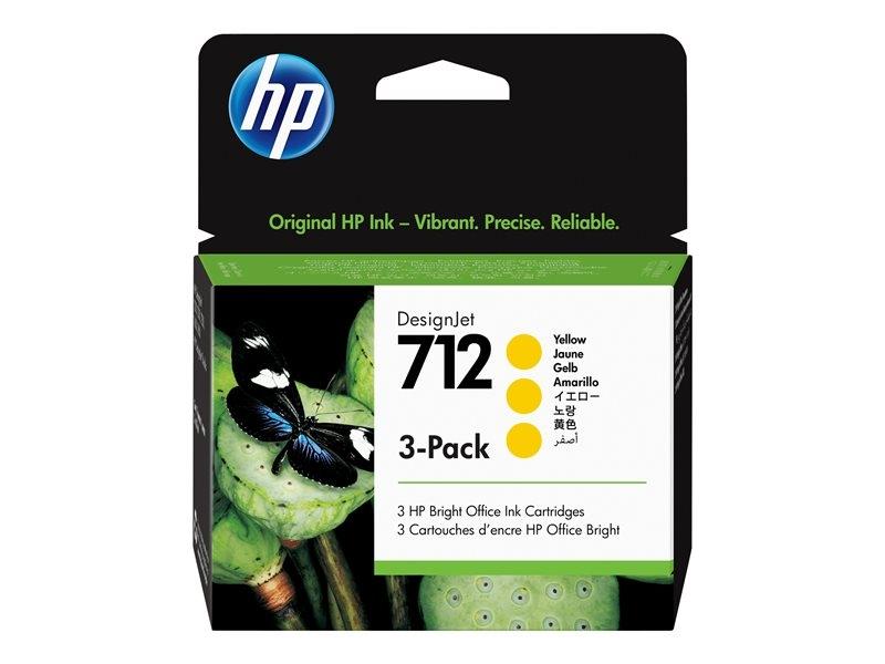 HP - TINTA AMARILLO DESIGNJET T200 / T600- Nº 712 *PACK 3* (Ref.3ED79A)