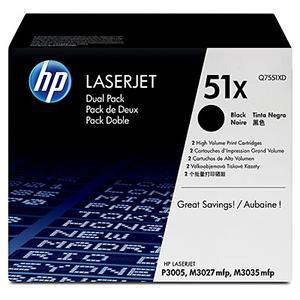 HP - TONER NEGRO P3005/M2027 (PACK 2 )- 51X (Ref.Q7551XD)