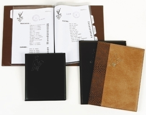 IBERPLAS - CARPETA PORTAMENUS PVC 4º 6 FUNDAS con PESTAÑAS IDIOMAS NEGRO con CANTONERAS (Ref.1043K-00)