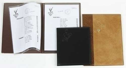 IBERPLAS - CARPETA PORTAMENUS PVC Fº 2 FUNDAS y 2 BOLSAS MARRON (Ref.1040I-04)