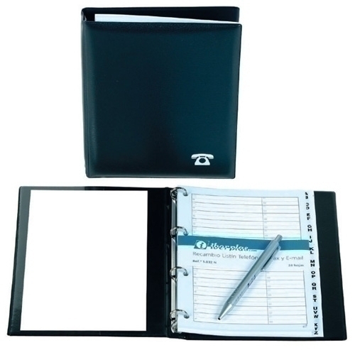 IBERPLAS - LISTIN TELEFONICO 4 anillas 4º 16mm A-Z 12 pestañas y RECAMBIO NIGER VERTICAL MARRON (Ref.1030NV-04)