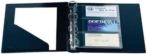 IBERPLAS - TARJETERO 4 anillas 4º 10 fundas LISO NEGRO (Ref.443I-00)