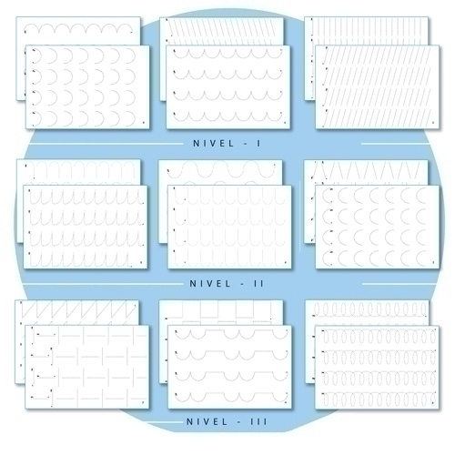 KLUGER - FICHAS GRAFOMOTRICIDAD NIVEL 1 primeros trazos, 24 fichas reutilizables +3 AÑOS (Ref.D11045)